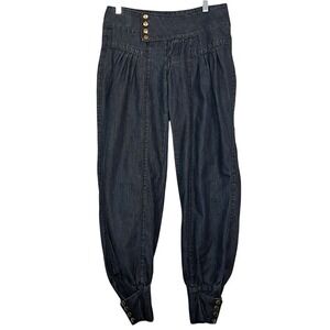 Vintage Y2K ROYAL REPUBLIC 7Jr Harem Style Jeans Mid Rise Button‎ Cuff Dark Wash